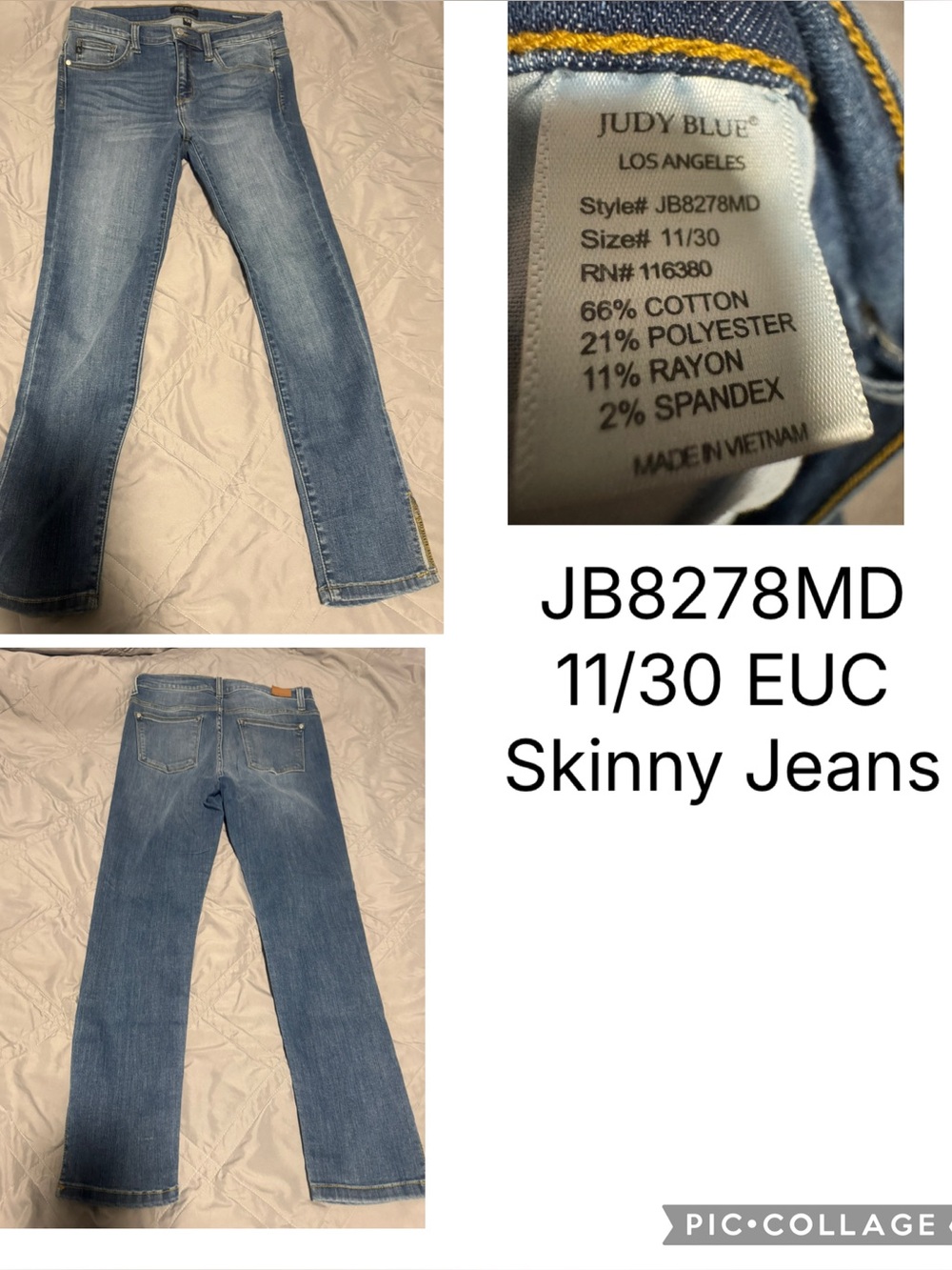 Judy Blue Women's Light Blue Skinny Jeans - Size 11/30 EUC